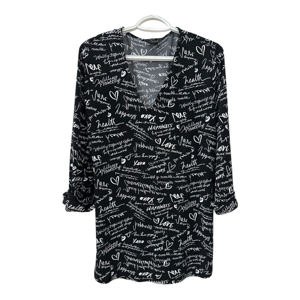 Black with white script